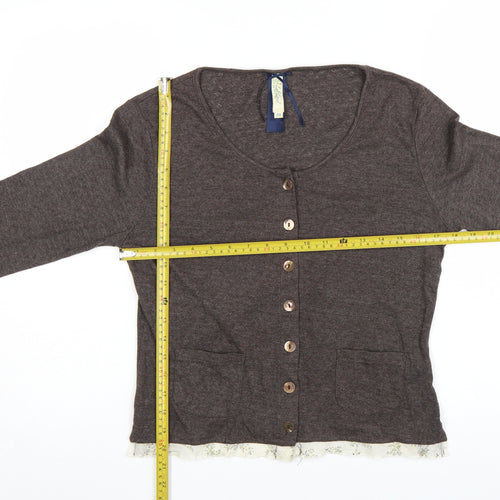 Mistral Women Brown Cardigan Size 14 Cotton Blend Long Sleeve