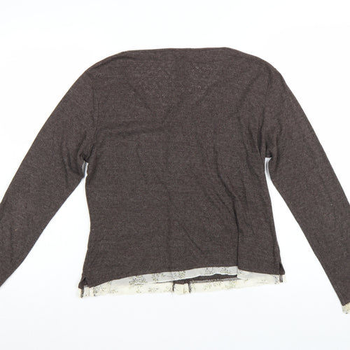 Mistral Women Brown Cardigan Size 14 Cotton Blend Long Sleeve