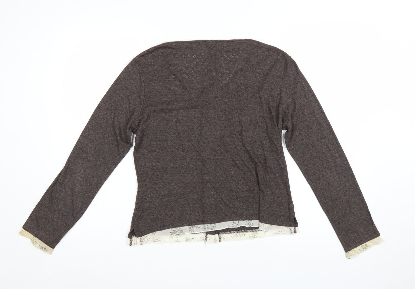 Mistral Women Brown Cardigan Size 14 Cotton Blend Long Sleeve