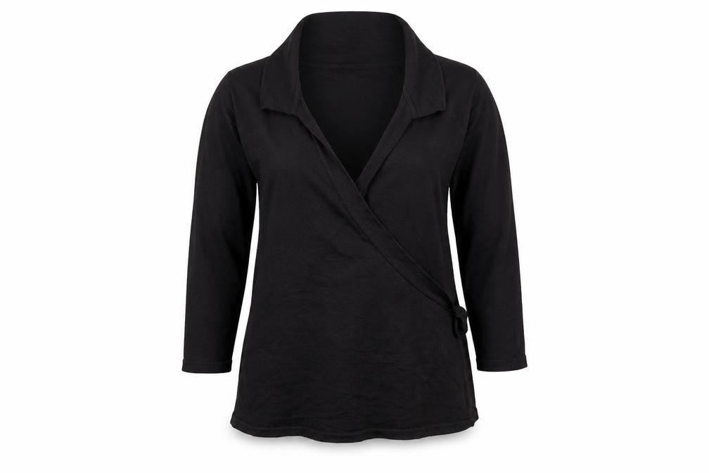 Hobbs Women Black Size 12 Wrap Knit 3/4 Sleeve Jumper