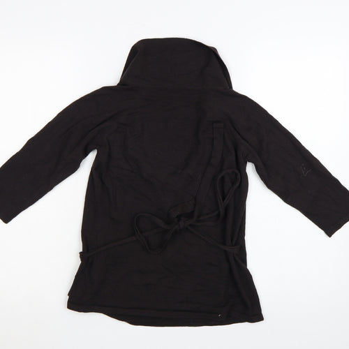 Hobbs Women Black Size 12 Wrap Knit 3/4 Sleeve Jumper