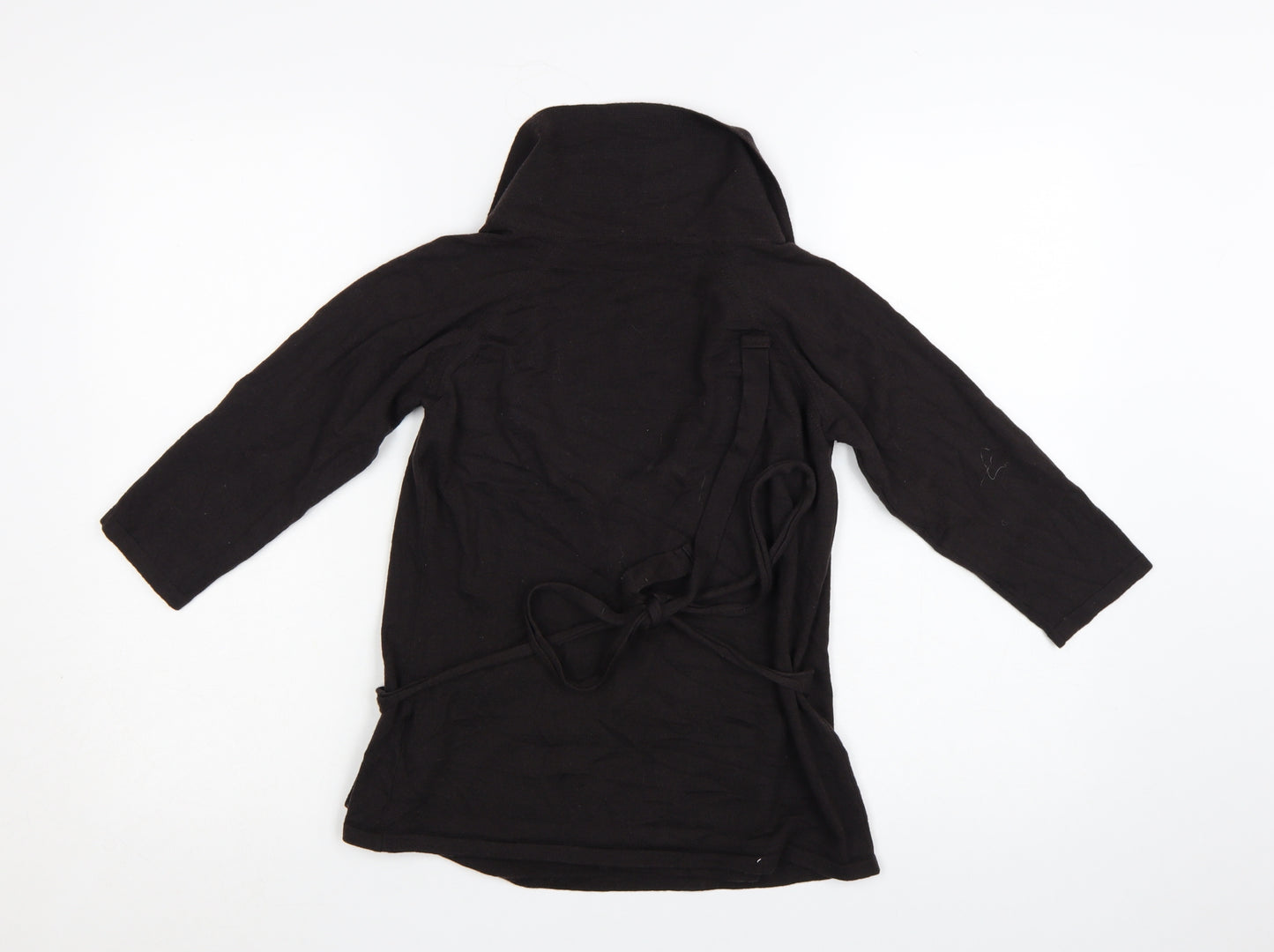 Hobbs Women Black Size 12 Wrap Knit 3/4 Sleeve Jumper