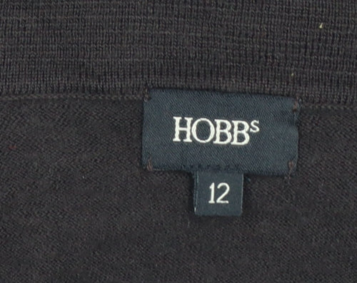 Hobbs Women Black Size 12 Wrap Knit 3/4 Sleeve Jumper