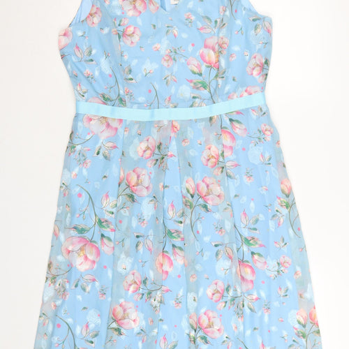 Marc Angelo Women's Blue Floral Fit & Flare Dress Size 14