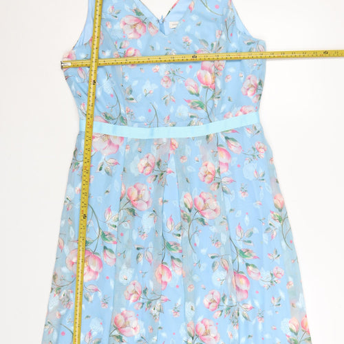 Marc Angelo Women's Blue Floral Fit & Flare Dress Size 14