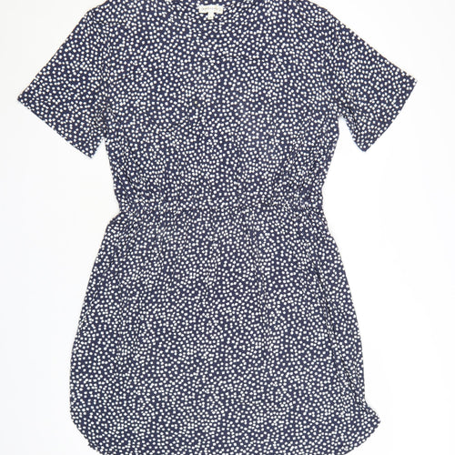 Warehouse Women Blue Geometric Short Sleeve Shift Dress Size 14