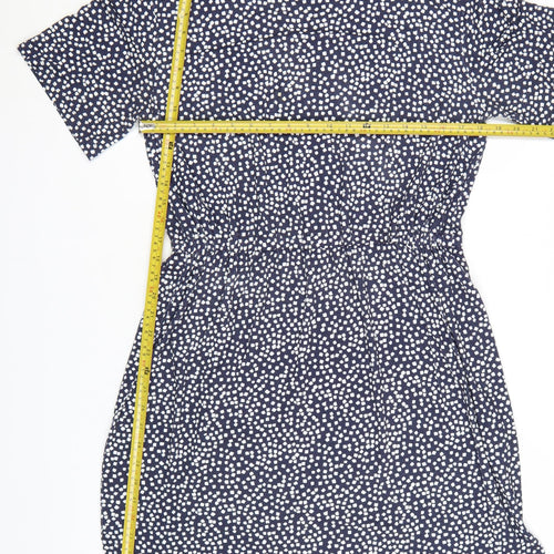 Warehouse Women Blue Geometric Short Sleeve Shift Dress Size 14