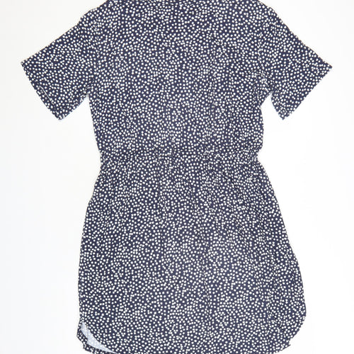 Warehouse Women Blue Geometric Short Sleeve Shift Dress Size 14