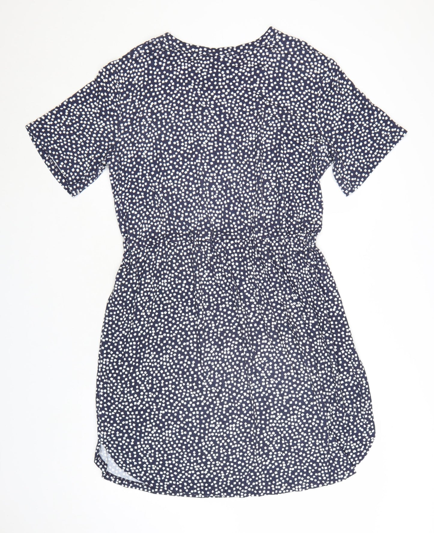 Warehouse Women Blue Geometric Short Sleeve Shift Dress Size 14