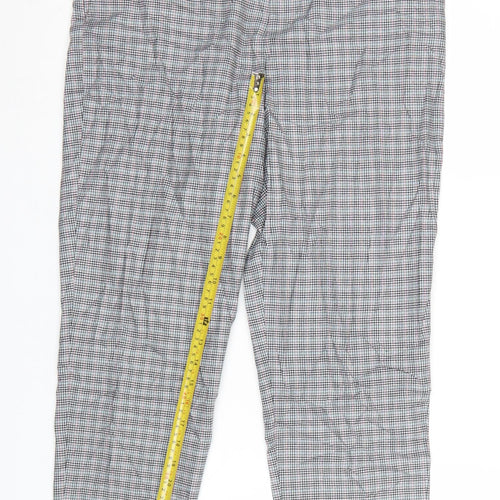 Topman Men’s Grey Checked Slim Fit Chino Trousers Size S 32W 30L