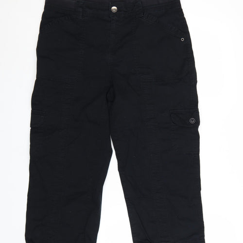 Style & Co Women’s Black Cotton Cargo Cropped Trousers Size 10