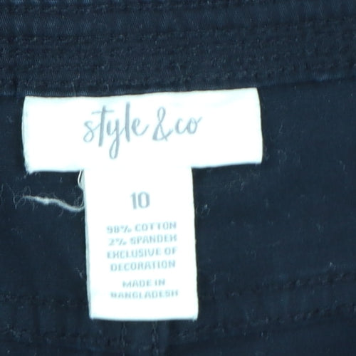 Style & Co Women’s Black Cotton Cargo Cropped Trousers Size 10