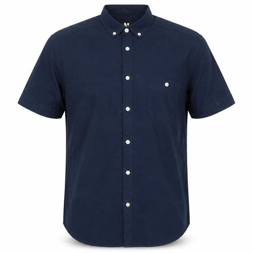 By Very Men's Navy Blue Short Sleeve Button-Up Cotton Shirt L