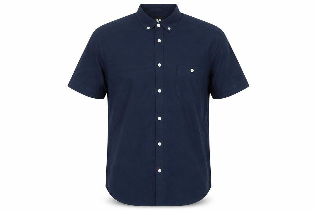 By Very Men's Navy Blue Short Sleeve Button-Up Cotton Shirt L