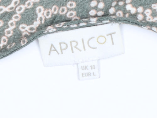 Apricot Women Green Geometric A-Line Sleeveless Viscose Dress UK 14