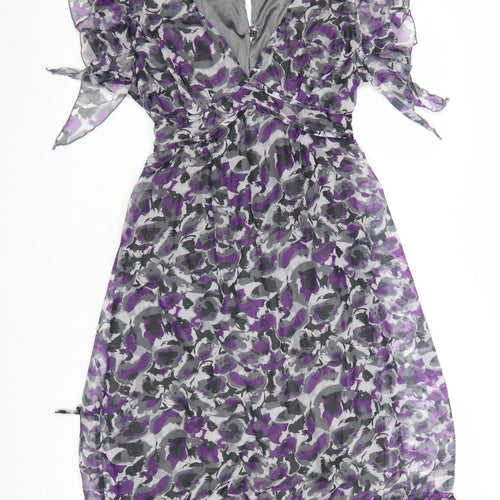 Sodamix Women’s Multicoloured Floral Chiffon Wrap Dress Size 12
