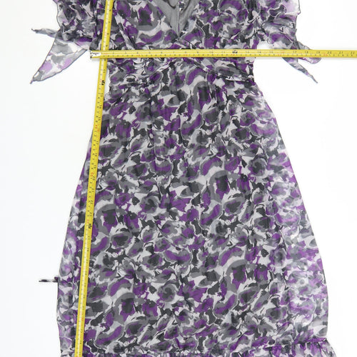 Sodamix Women’s Multicoloured Floral Chiffon Wrap Dress Size 12