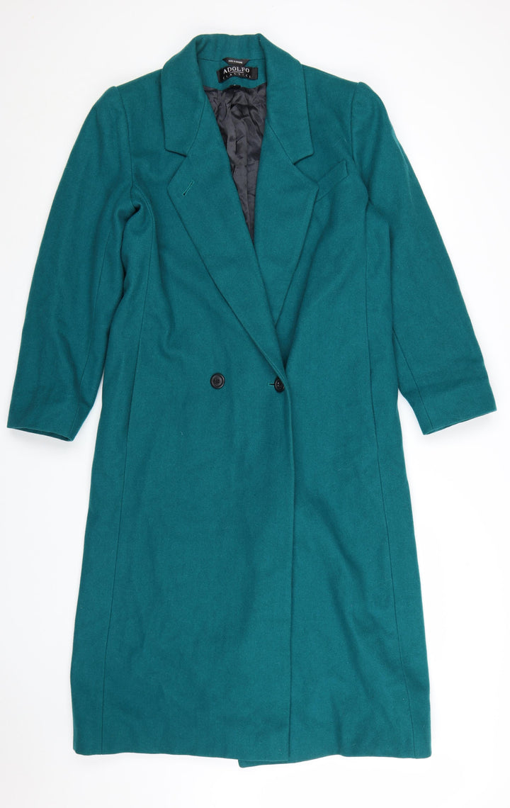 Adolfo Classics Women's Green Wool Long Overcoat Size 8