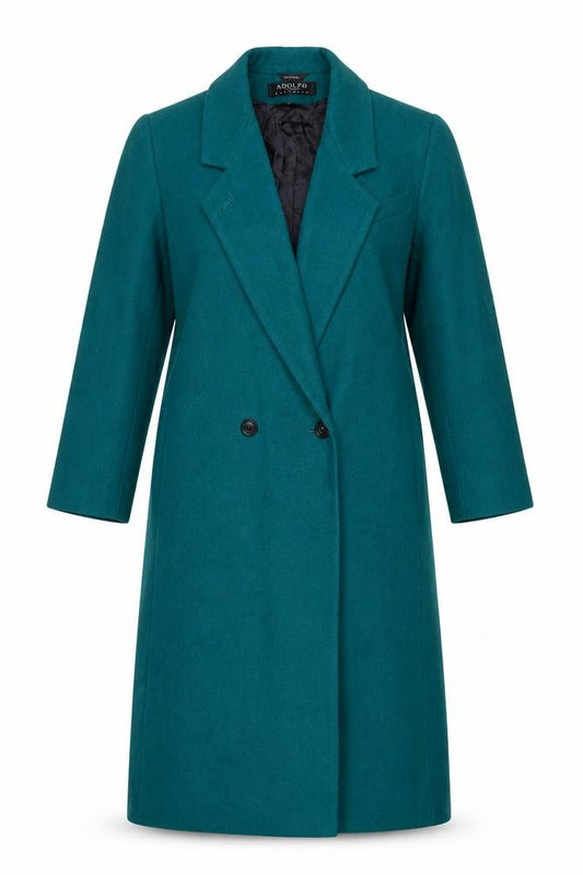 Adolfo Classics Women's Green Wool Long Overcoat Size 8