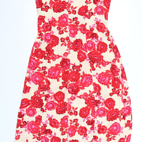 Stradivarius Women’s Multicoloured Floral Midi A-Line Dress Size 14