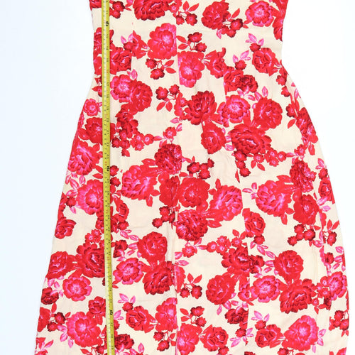 Stradivarius Women’s Multicoloured Floral Midi A-Line Dress Size 14
