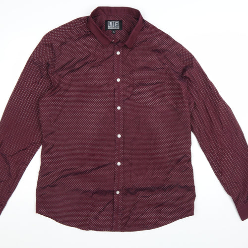 Blue Inc Men’s Red Geometric Long Sleeve Button-Up Shirt XL