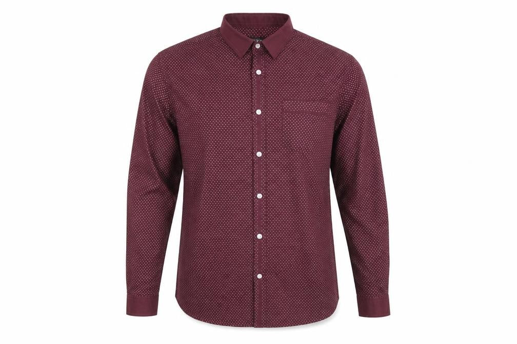 Front view of Blue Inc Men’s Red Geometric Long Sleeve Button-Up Shirt XL