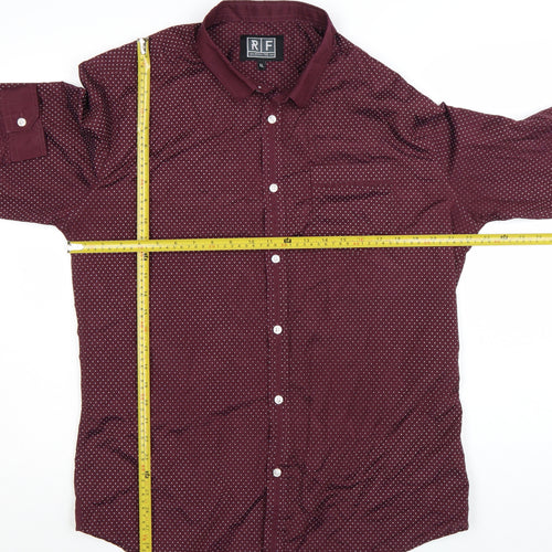 Blue Inc Men’s Red Geometric Long Sleeve Button-Up Shirt XL