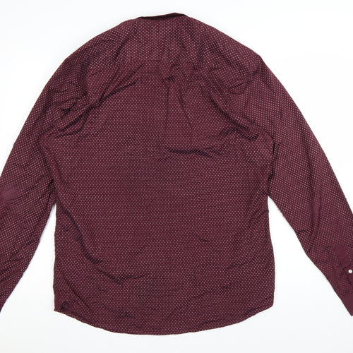Blue Inc Men’s Red Geometric Long Sleeve Button-Up Shirt XL