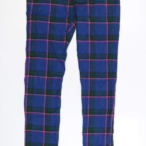 Topman Men's Blue Plaid Stretch Skinny Trousers W30 L32 Cotton Blend