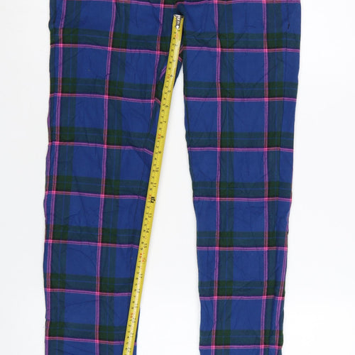 Topman Men's Blue Plaid Stretch Skinny Trousers W30 L32 Cotton Blend