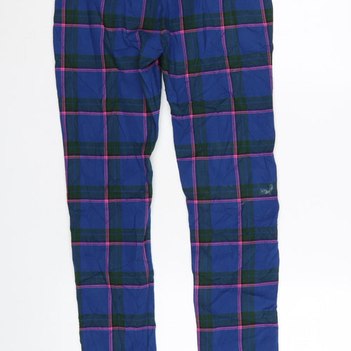 Topman Men's Blue Plaid Stretch Skinny Trousers W30 L32 Cotton Blend