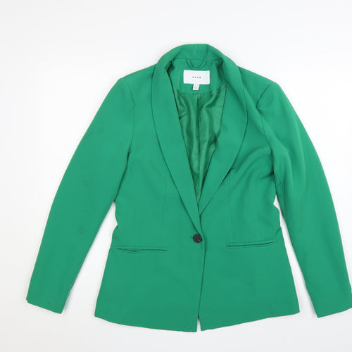 Vila Women's Green Slim Fit One Button Blazer Jacket Size 8