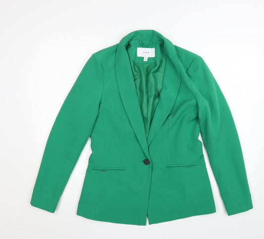 Vila Women's Green Slim Fit One Button Blazer Jacket Size 8