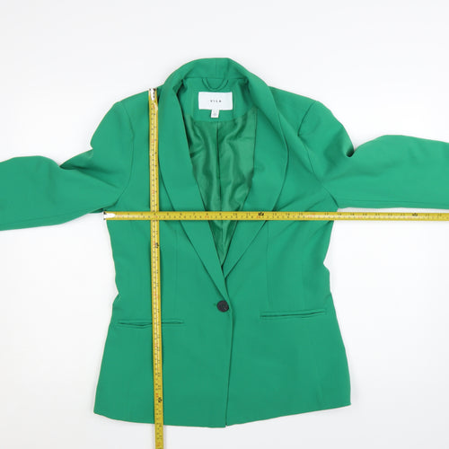 Vila Women's Green Slim Fit One Button Blazer Jacket Size 8