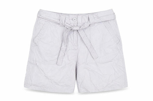 M&Co Women Silver Cotton Chino Shorts Size 16 Belted Casual
