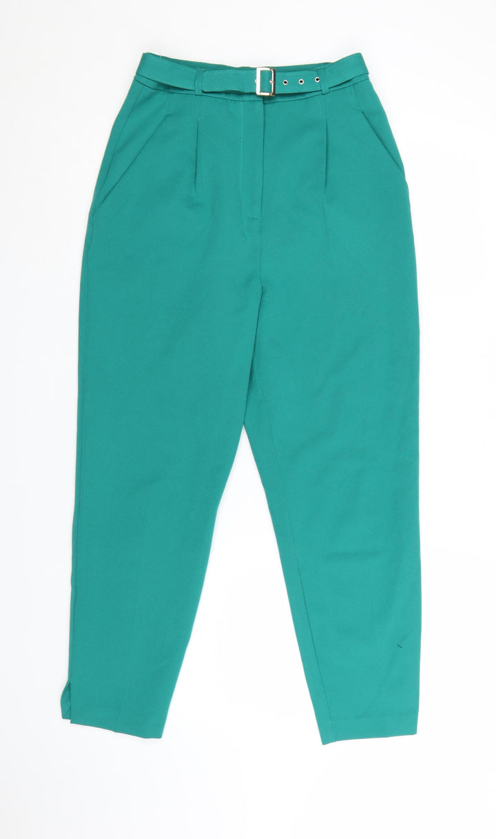 ASOS Women’s Green Paperbag Tapered Trousers UK 8 Belted Crepe