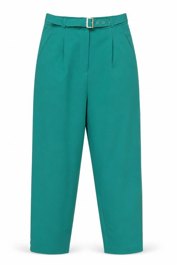 ASOS Women’s Green Paperbag Tapered Trousers UK 8 Belted Crepe