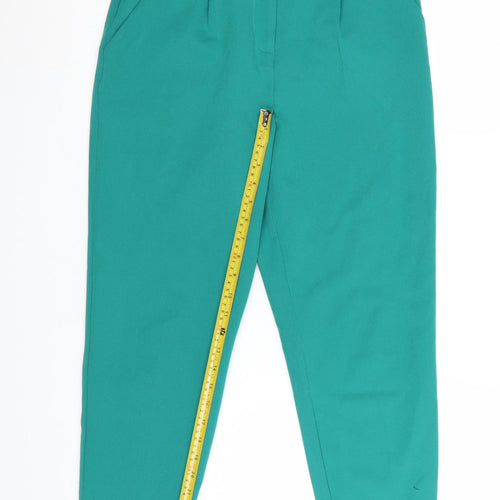 ASOS Women’s Green Paperbag Tapered Trousers UK 8 Belted Crepe