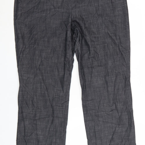 Gerry Weber Women's Grey Cotton Blend Stretch Straight Trousers Size 18
