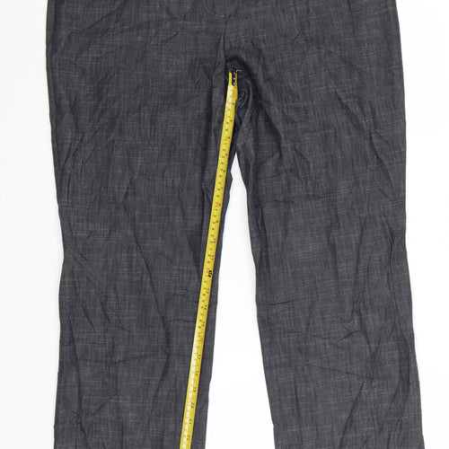 Gerry Weber Women's Grey Cotton Blend Stretch Straight Trousers Size 18