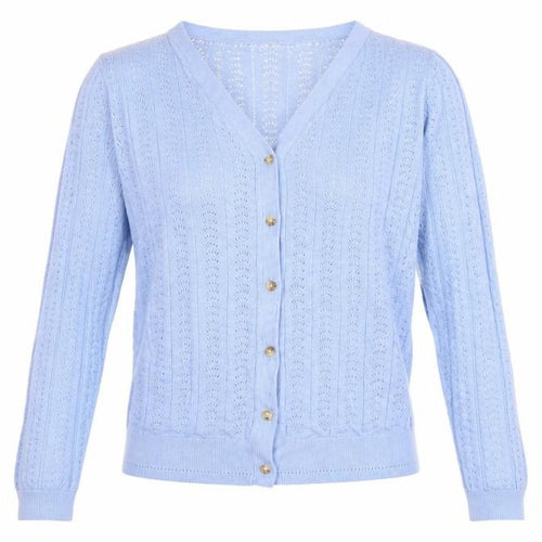 Fat Face Women's Blue Cotton Knit Cardigan UK 12 V-Neck Button