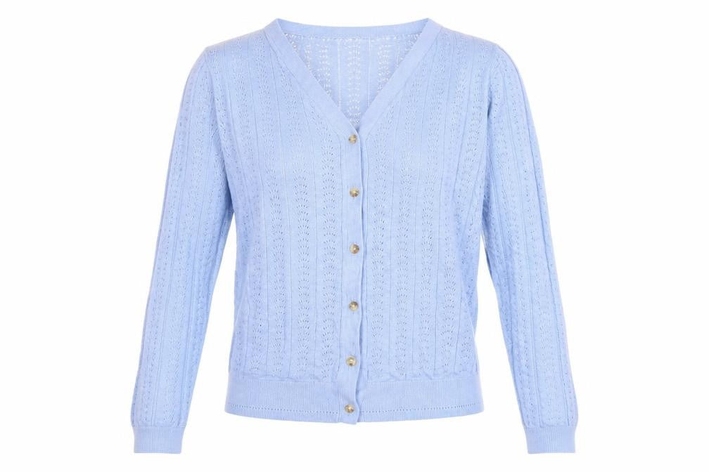 Fat Face Women's Blue Cotton Knit Cardigan UK 12 V-Neck Button