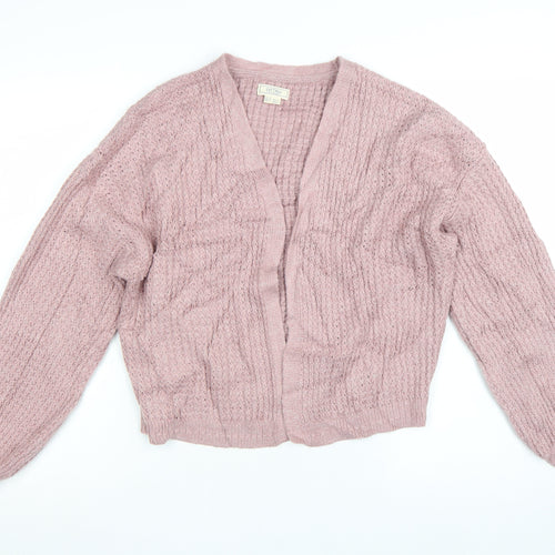Fat Face Women's Pink Open-Knit Long Sleeve Cardigan UK 12
