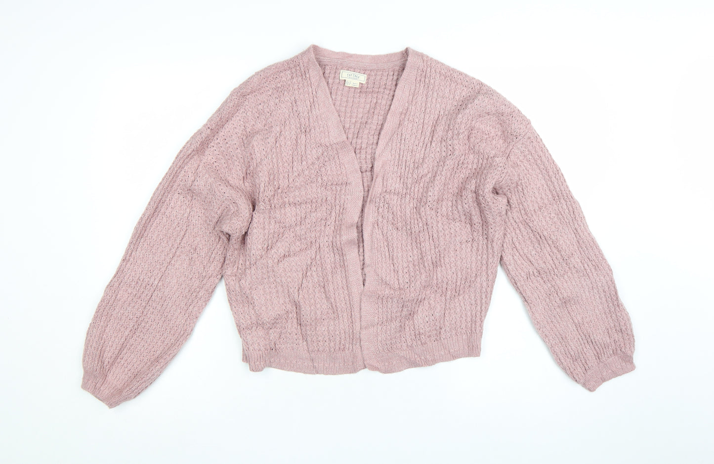 Fat Face Women's Pink Open-Knit Long Sleeve Cardigan UK 12