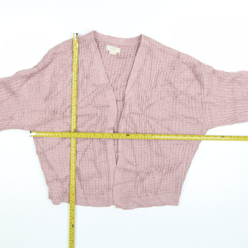 Fat Face Women's Pink Open-Knit Long Sleeve Cardigan UK 12