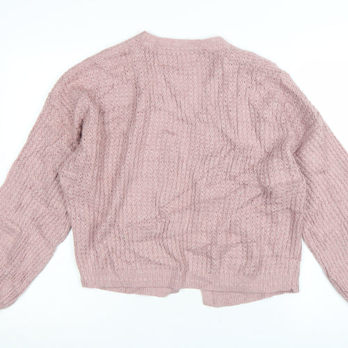 Fat Face Women's Pink Open-Knit Long Sleeve Cardigan UK 12