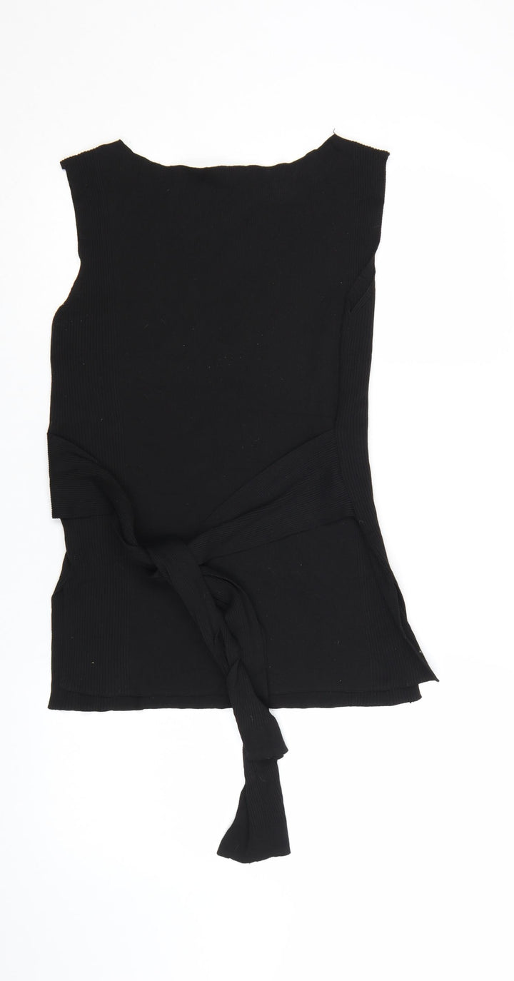 ZARA Women’s Black Knit Wrap Sleeveless Blouse Size 12