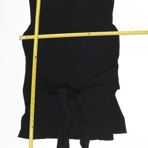 ZARA Women’s Black Knit Wrap Sleeveless Blouse Size 12