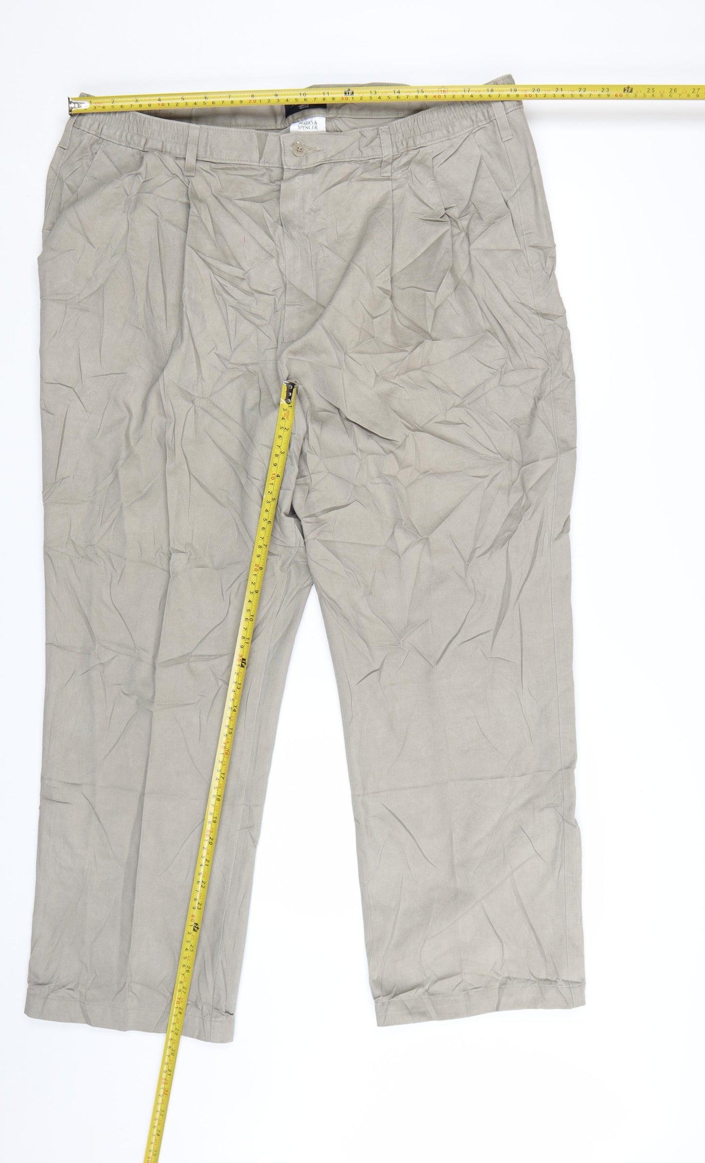 Marks and Spencer Blue Harbour Men’s Beige Chino Trousers 42W 29L Cotton